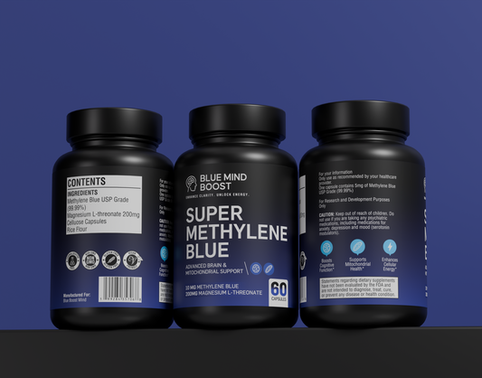 Blue Mind Boost Methylene Blue 10mg + Magnesium L-Threonate 200mg | USP Grade