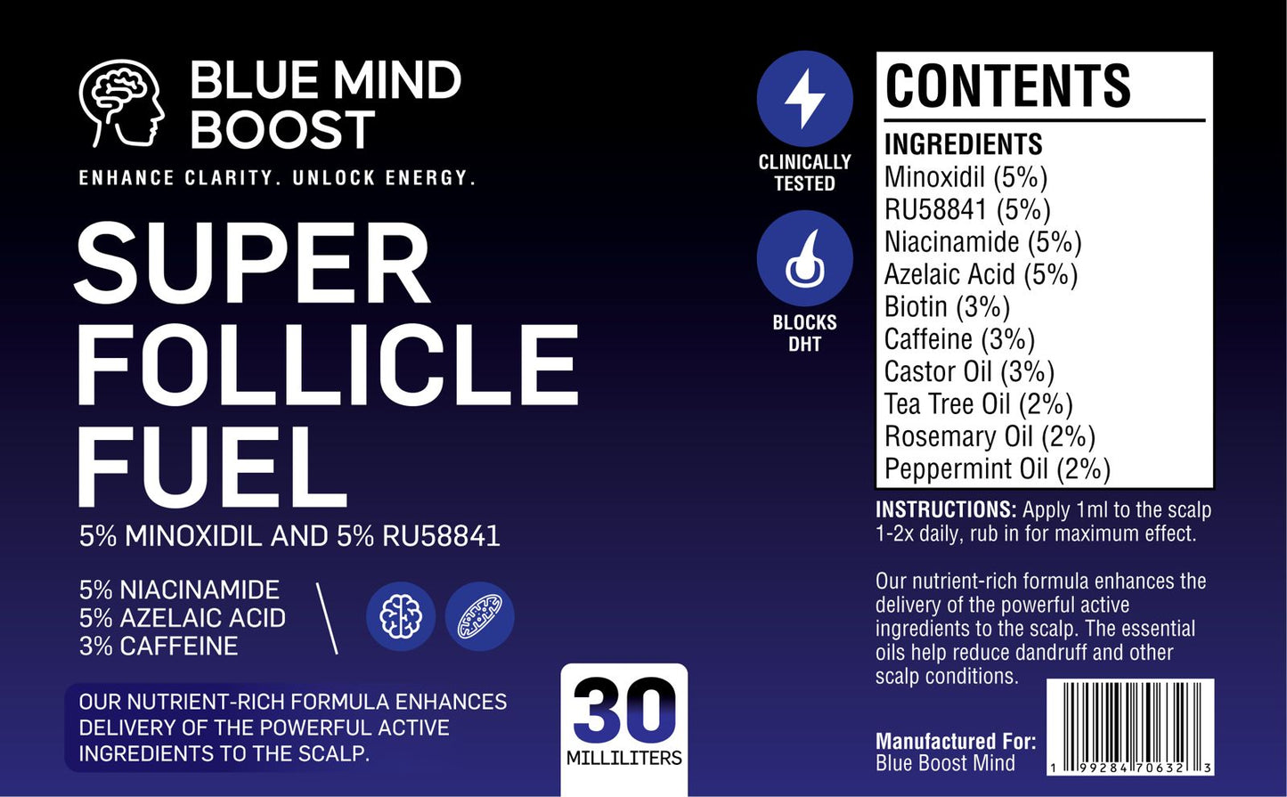Super Follicle Fuel | Minoxidil 5% + RU58841 5% + Niacinamide 5% + Azelaic Acid 5%